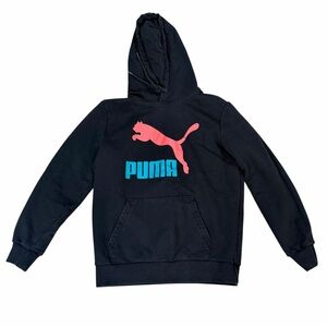 Puma Woman’s Black Hoodie with Pink and Blue Logo